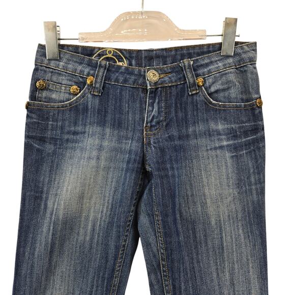 Vintage Y2K Roberto Cavalli Just Cavalli Jeans Women 27 Rhinestones Embroidered - Picture 2 of 14